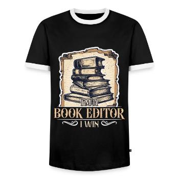I'm A Book Editor I Win Publisher Novelist Editors - Men's Ringer Shirt - black/white - Front - AI Model Female 172 light (172cm) & AI Model Male 178 light (178cm)