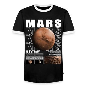 Mars Planet Space Cosmology Astronomy - Men's Ringer Shirt - black/white - Front - AI Model Female 172 light (172cm) & AI Model Male 178 light (178cm)