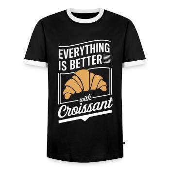 Everything is better with croissant breakfast - Men's Ringer Shirt - black/white - Front - AI Model Female 172 light (172cm) & AI Model Male 178 light (178cm)