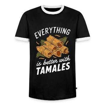 Tout est meilleur avec les tamales - T-shirt contrasté Homme - noir/blanc - Devant - AI Model Female 172 light (172cm) & AI Model Male 178 light (178cm)