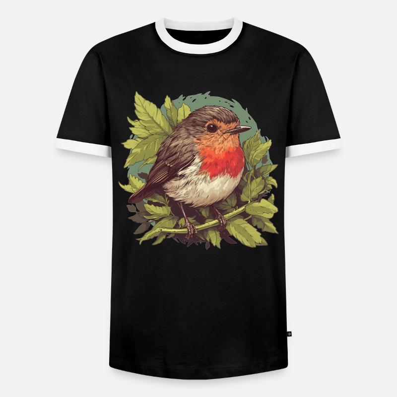 Robin Rotkehlchen - Men's Ringer Shirt - black/white