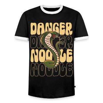 Lustige Schlangenliebhaber Gefahrennudel Grafikdes - Männer Kontrast-T-Shirt - Schwarz/Weiß - Vorne - AI Model Female 172 light (172cm) & AI Model Male 178 light (178cm)