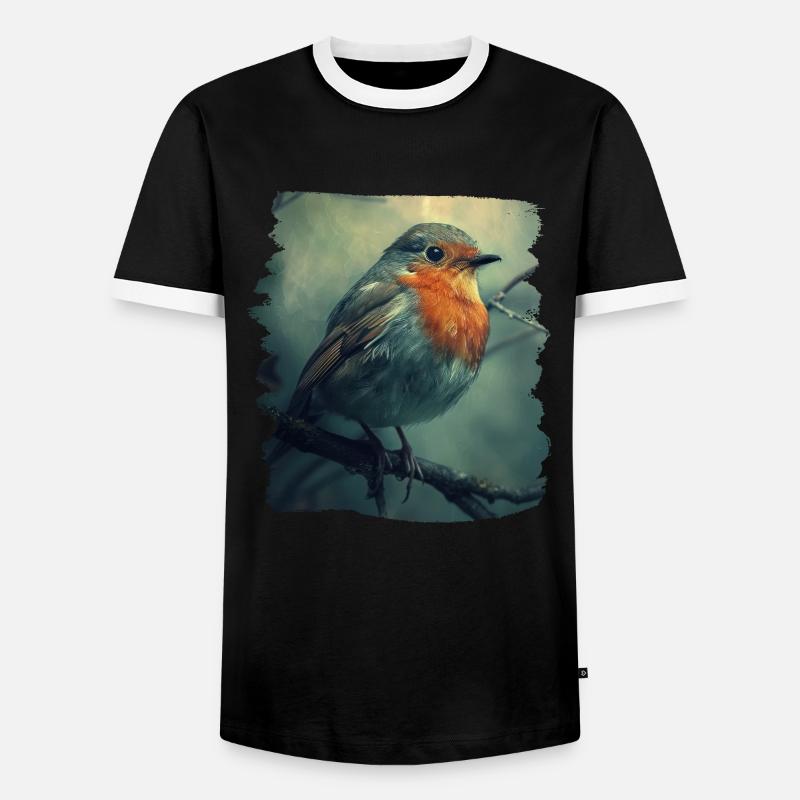 Robin Rotkehlchen - Men's Ringer Shirt - black/white