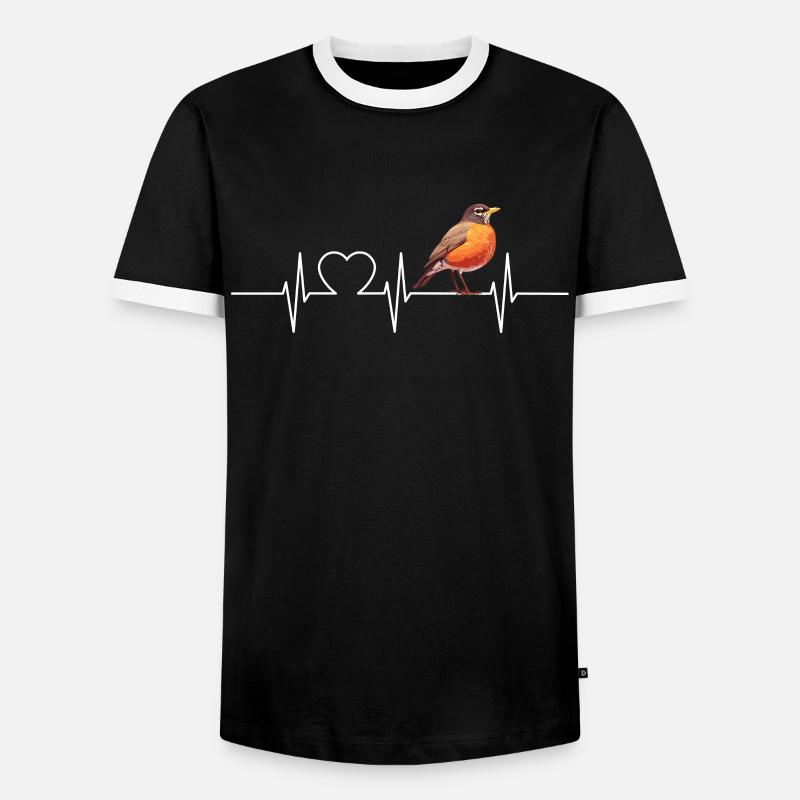 Robin Rotkehlchen - Men's Ringer Shirt - black/white