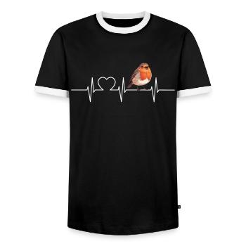 Robin Rotkehlchen - Men's Ringer Shirt - black/white - Front - AI Model Female 172 light (172cm) & AI Model Male 178 light (178cm)
