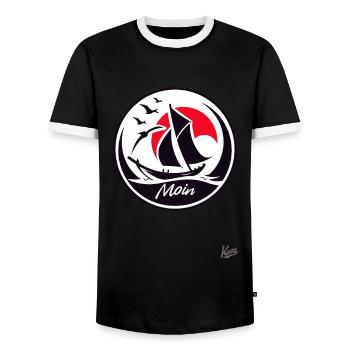 Say hello and sail by boat - Men's Ringer Shirt - black/white - Front - AI Model Female 172 light (172cm) & AI Model Male 178 light (178cm)