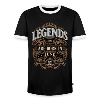 2020 Juin Né Anniversaire Année de naissance - T-shirt contrasté Homme - noir/blanc - Devant - AI Model Female 172 light (172cm) & AI Model Male 178 light (178cm)