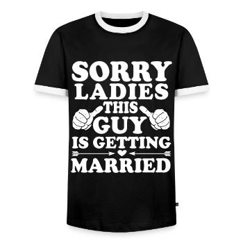 Enterrement de vie de garçon marié - T-shirt contrasté Homme - noir/blanc - Devant - AI Model Female 172 light (172cm) & AI Model Male 178 light (178cm)
