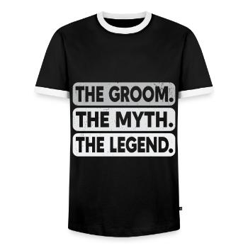 Enterrement de vie de garçon marié - T-shirt contrasté Homme - noir/blanc - Devant - AI Model Female 172 light (172cm) & AI Model Male 178 light (178cm)