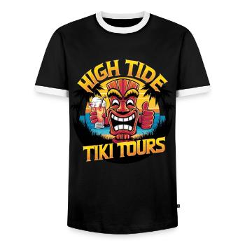 Tiki Kultur Maori Maske für einen Tkik Fans - Männer Kontrast-T-Shirt - Schwarz/Weiß - Vorne - AI Model Female 172 light (172cm) & AI Model Male 178 light (178cm)