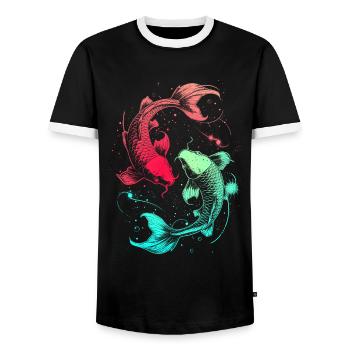 Pisces Zodiac Sign Pisces Symbol Astrology - Men's Ringer Shirt - black/white - Front - AI Model Female 172 light (172cm) & AI Model Male 178 light (178cm)