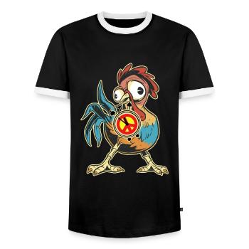 Poulet Coq Paix Réveil Paix Paix Paix Mondiale - T-shirt contrasté Homme - noir/blanc - Devant - AI Model Female 172 light (172cm) & AI Model Male 178 light (178cm)