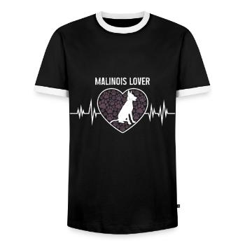 MALINOIS LOVER Belgian Shepherd Malinois - Men's Ringer Shirt - black/white - Front - AI Model Female 172 light (172cm) & AI Model Male 178 light (178cm)
