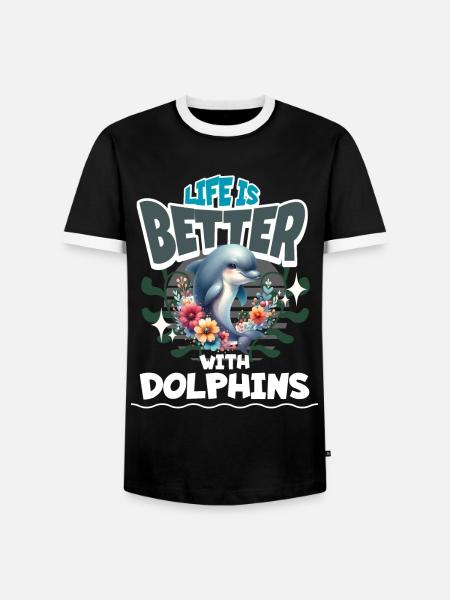 Delfin - Männer Kontrast-T-Shirt - Schwarz/Weiß