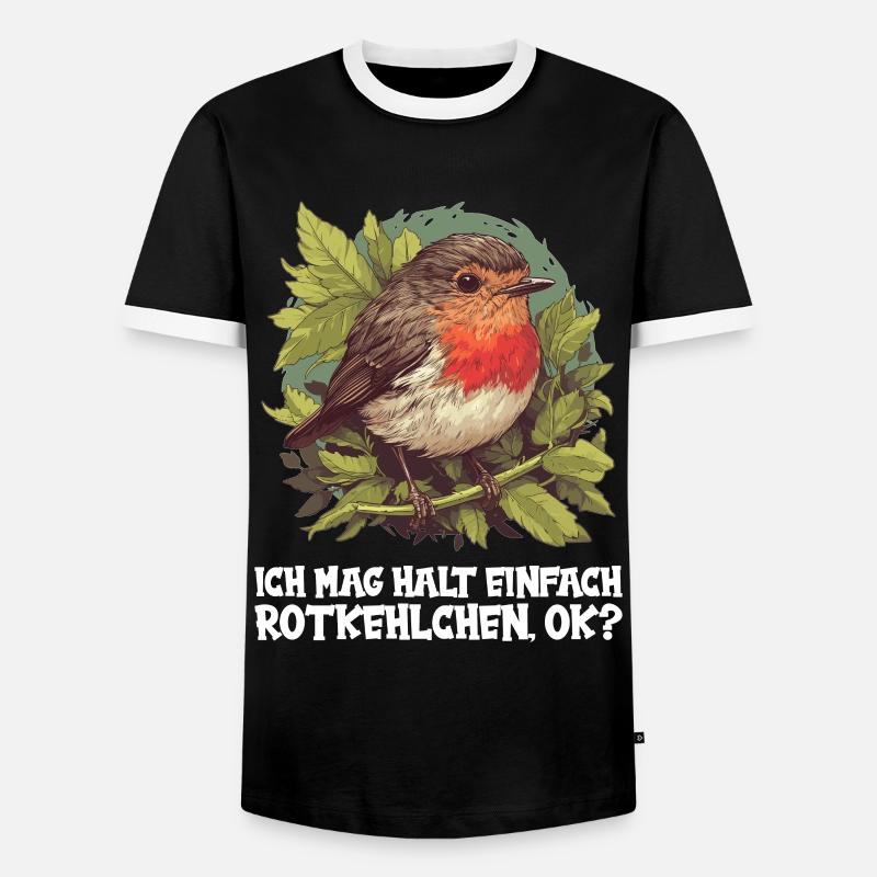 Robin Rotkehlchen - Männer Kontrast-T-Shirt - Schwarz/Weiß