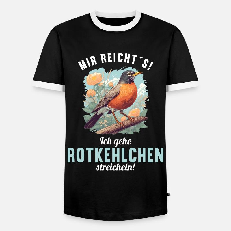 Robin Rotkehlchen - Männer Kontrast-T-Shirt - Schwarz/Weiß