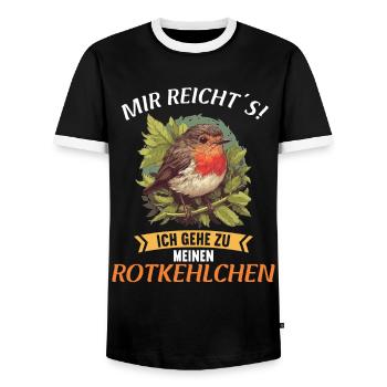 Robin Rotkehlchen - Men's Ringer Shirt - black/white - Front - AI Model Female 172 light (172cm) & AI Model Male 178 light (178cm)
