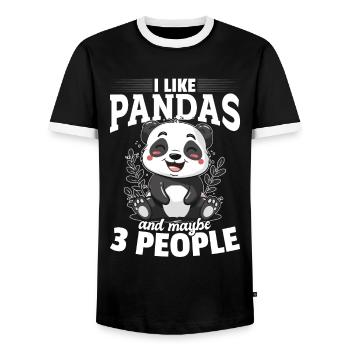 Funny Panda Animal I Like Pandas And Maybe 3 Peopl - Men's Ringer Shirt - black/white - Front - AI Model Female 172 light (172cm) & AI Model Male 178 light (178cm)