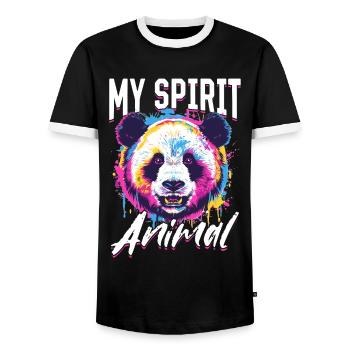 Funny Panda Animal my spirit animal - Men's Ringer Shirt - black/white - Front - AI Model Female 172 light (172cm) & AI Model Male 178 light (178cm)