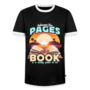 Literature Teacher Between The Pages Of Instructor - Männer Kontrast-T-Shirt - Schwarz/Weiß - Vorne - AI Model Female 172 light (172cm) & AI Model Male 178 light (178cm)