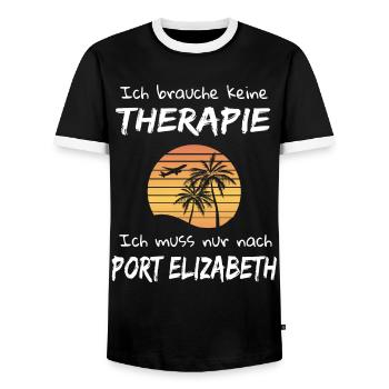 Port Elizabeth Urlaub Südafrika Idee - Männer Kontrast-T-Shirt - Schwarz/Weiß - Vorne - AI Model Female 172 light (172cm) & AI Model Male 178 light (178cm)