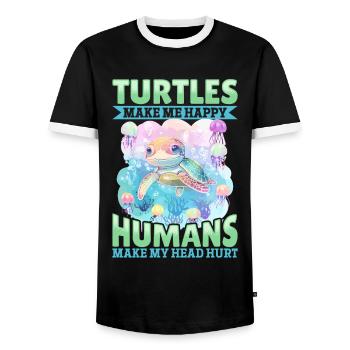 Drôle de tortue de mer Les tortues animales me rendent heureux - T-shirt contrasté Homme - noir/blanc - Devant - AI Model Female 172 light (172cm) & AI Model Male 178 light (178cm)