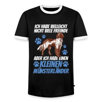 Le petit Münsterlander est mon ami - T-shirt contrasté Homme - noir/blanc - Devant - AI Model Female 172 light (172cm) & AI Model Male 178 light (178cm)