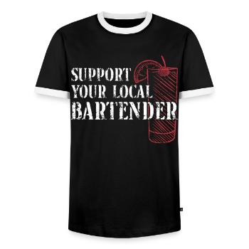 Bartender Mixologue Soutenir votre - T-shirt contrasté Homme - noir/blanc - Devant - AI Model Female 172 light (172cm) & AI Model Male 178 light (178cm)