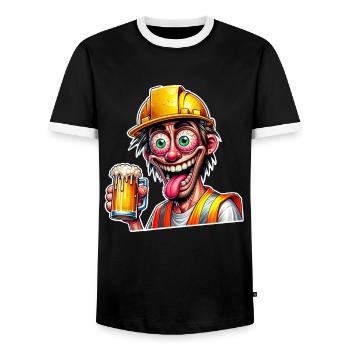 Bauarbeiter Bier Betrunken Lustig - Männer Kontrast-T-Shirt - Schwarz/Weiß - Vorne - AI Model Female 172 light (172cm) & AI Model Male 178 light (178cm)