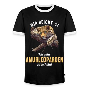 Amur Leopard Amurleoparden Amurleopard - Men's Ringer Shirt - black/white - Front - AI Model Female 172 light (172cm) & AI Model Male 178 light (178cm)