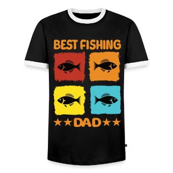 Best Fishing Dad - Men's Ringer Shirt - black/white - Front - AI Model Female 172 light (172cm) & AI Model Male 178 light (178cm)