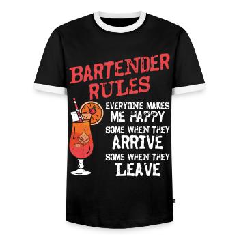 Bartender Mixologist Bartender - Men's Ringer Shirt - black/white - Front - AI Model Female 172 light (172cm) & AI Model Male 178 light (178cm)