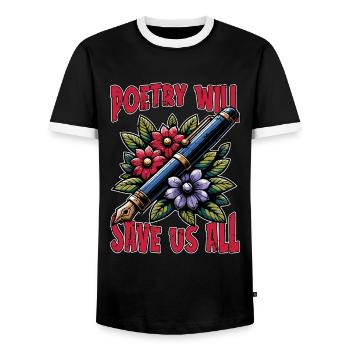 La poésie nous sauvera tous Amateur de poésie de la littérature - T-shirt contrasté Homme - noir/blanc - Devant - AI Model Female 172 light (172cm) & AI Model Male 178 light (178cm)