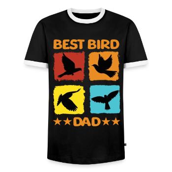 Meilleur papa oiseau - T-shirt contrasté Homme - noir/blanc - Devant - AI Model Female 172 light (172cm) & AI Model Male 178 light (178cm)