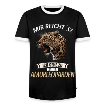 Amur Leopard Amurleoparden Amurleopard - Men's Ringer Shirt - black/white - Front - AI Model Female 172 light (172cm) & AI Model Male 178 light (178cm)