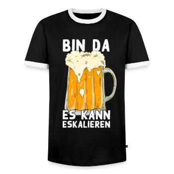 Cela peut dégénérer : Boire de la bière humoristique - T-shirt contrasté Homme - noir/blanc - Devant - AI Model Female 172 light (172cm) & AI Model Male 178 light (178cm)
