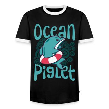Drôle de dauphin amoureux de l’océan cochon d’art f - T-shirt contrasté Homme - noir/blanc - Devant - AI Model Female 172 light (172cm) & AI Model Male 178 light (178cm)