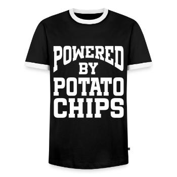 Propulsé par des croustilles - T-shirt contrasté Homme - noir/blanc - Devant - AI Model Female 172 light (172cm) & AI Model Male 178 light (178cm)