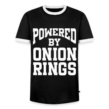 Alimenté par des rondelles d’oignon - T-shirt contrasté Homme - noir/blanc - Devant - AI Model Female 172 light (172cm) & AI Model Male 178 light (178cm)