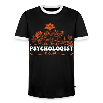 À mon époque de psychologue, les fleurs - T-shirt contrasté Homme - noir/blanc - Devant - AI Model Female 172 light (172cm) & AI Model Male 178 light (178cm)