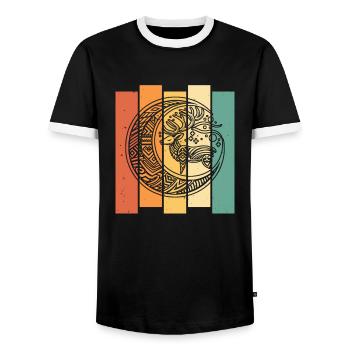 Phases de lune de la tribu des cerfs - T-shirt contrasté Homme - noir/blanc - Devant - AI Model Female 172 light (172cm) & AI Model Male 178 light (178cm)