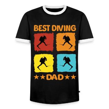 Best Diving Dad - Men's Ringer Shirt - black/white - Front - AI Model Female 172 light (172cm) & AI Model Male 178 light (178cm)