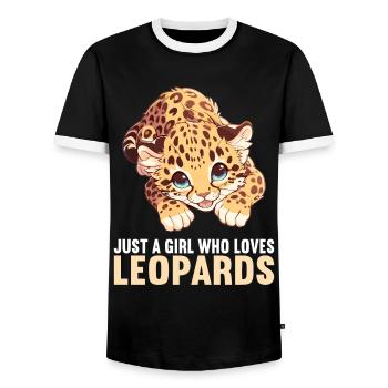 Leoparden Leopard - Männer Kontrast-T-Shirt - Schwarz/Weiß - Vorne - AI Model Female 172 light (172cm) & AI Model Male 178 light (178cm)