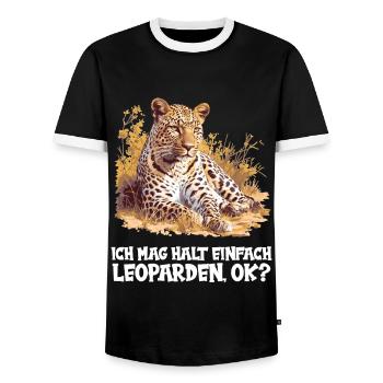 Leoparden Leopard - Männer Kontrast-T-Shirt - Schwarz/Weiß - Vorne - AI Model Female 172 light (172cm) & AI Model Male 178 light (178cm)