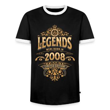 2008 Legende Geburtstag 2008 Geburtsjahr - Männer Kontrast-T-Shirt - Schwarz/Weiß - Vorne - AI Model Female 172 light (172cm) & AI Model Male 178 light (178cm)