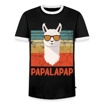 Funny Llama Dad Perfect Father's Day Design - Men's Ringer Shirt - black/white - Front - AI Model Female 172 light (172cm) & AI Model Male 178 light (178cm)