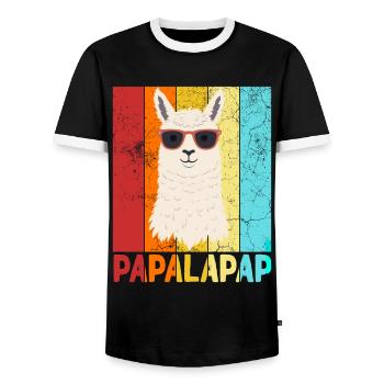 Funny Llama Dad Papalapap Perfect Father's Day - Men's Ringer Shirt - black/white - Front - AI Model Female 172 light (172cm) & AI Model Male 178 light (178cm)
