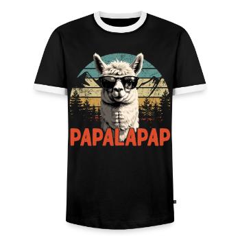 Funny Llama Dad Papalapap Perfect Father's Day - Men's Ringer Shirt - black/white - Front - AI Model Female 172 light (172cm) & AI Model Male 178 light (178cm)