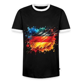 Fahne Deutschland Flagge für Sport Fan - Männer Kontrast-T-Shirt - Schwarz/Weiß - Vorne - AI Model Female 172 light (172cm) & AI Model Male 178 light (178cm)