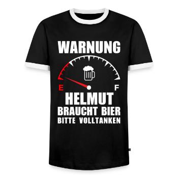 Helmut braucht Bier Bitte volltanken - Männer Kontrast-T-Shirt - Schwarz/Weiß - Vorne - AI Model Female 172 light (172cm) & AI Model Male 178 light (178cm)